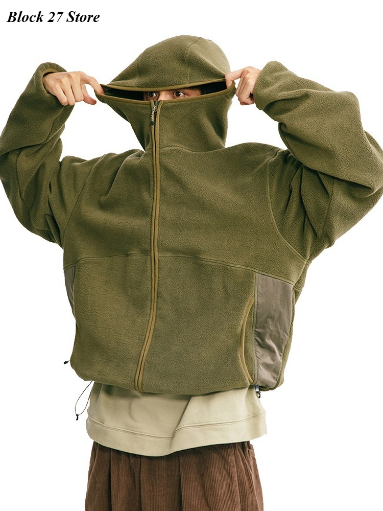Sherpa Hoodie Fleece - Erkekler İçin Sonbahar Kış Pamuklu Ceket