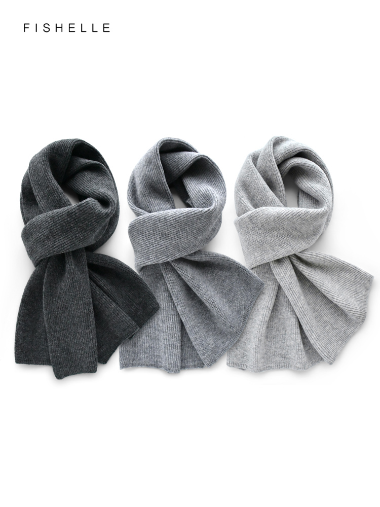 Wool Scarf Men - Gri düz renk kaşmir eşarp kış