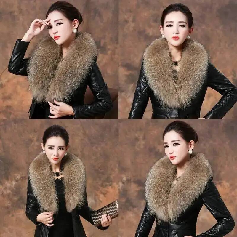 Doğal rakun kürk yaka gerçek k - Shawl Wrap Winter incelemesi ve fiyatı
